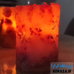 شمع فانوسی قرمز گل ریز