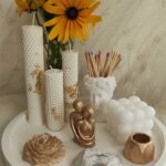 ست شمع سفید طلایی زنبوری