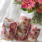 ست سه عددی شمع استوانه ی گل خشک و فانوسی